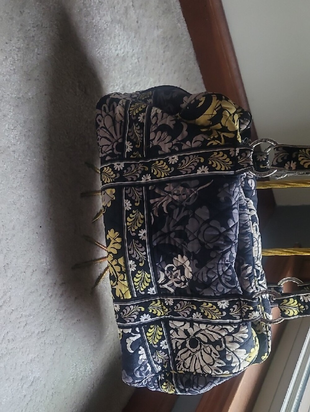 Vera Bradley Quilted Black, White & Yellow Floral Duffel - Picture 4 of 7